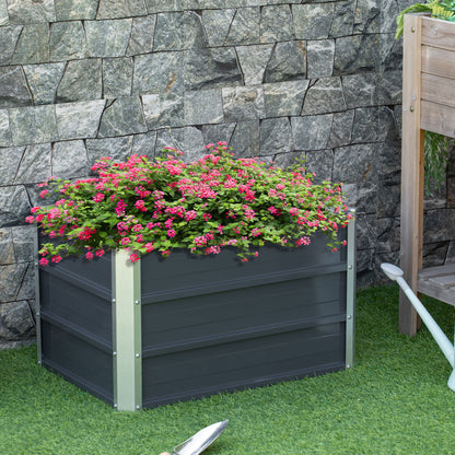 Raised Bed made of Steel Garden Planter Flower Box Flower Pot with Gloves Dark Grey 66 x 47 x 40 cm