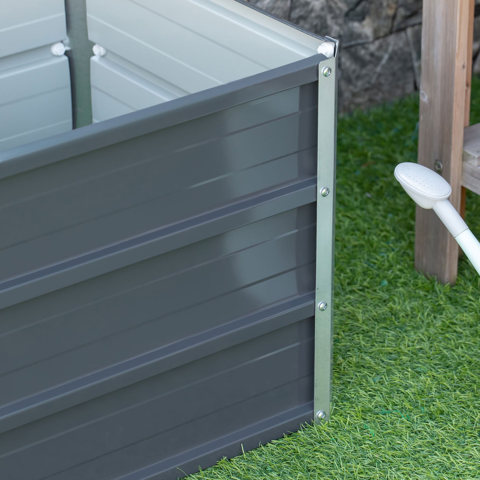 Raised Bed made of Steel Garden Planter Flower Box Flower Pot with Gloves Dark Grey 66 x 47 x 40 cm