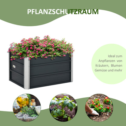 Raised Bed made of Steel Garden Planter Flower Box Flower Pot with Gloves Dark Grey 66 x 47 x 40 cm