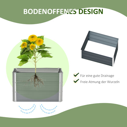 Raised Bed made of Steel Garden Planter Flower Box Flower Pot with Gloves Dark Grey 66 x 47 x 40 cm