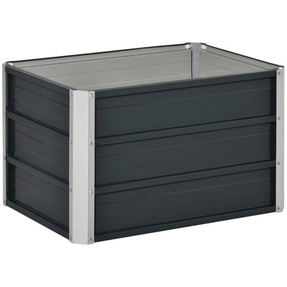 Raised Bed made of Steel Garden Planter Flower Box Flower Pot with Gloves Dark Grey 66 x 47 x 40 cm