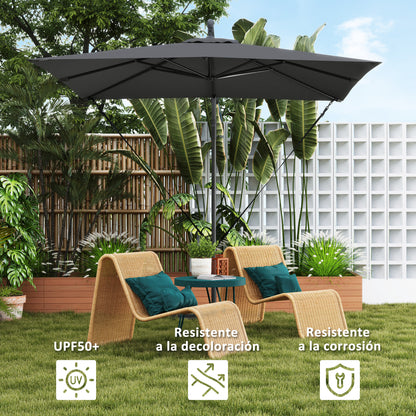 Eccentric Parasol 247x247 cm Garden Umbrella with Cross Base Adjustable Cover Crank Protective Cover and Anti-UV Wind Rope 50+ Umbrella for Terrace Patio Dark Grey
