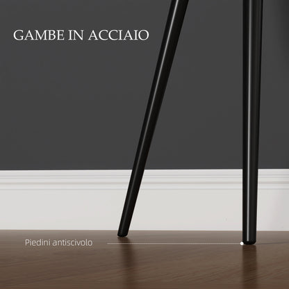 Set of 2 Upholstered Nordic Style Dining Chairs, Fabric Kitchen Chairs, Armchair with Steel Legs for Living Room, 54x57x80 cm, Black