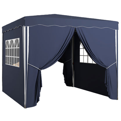 Pop-Up Gazebo approx. 3 x 3 m, Pavilion with Sidewalls, Windows, Canopy, Garden Gazebo with UV Protection, Party Tent with Carrying Bag, for Patio, Balcony, Blue