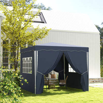 Pop-Up Gazebo approx. 3 x 3 m, Pavilion with Sidewalls, Windows, Canopy, Garden Gazebo with UV Protection, Party Tent with Carrying Bag, for Patio, Balcony, Blue