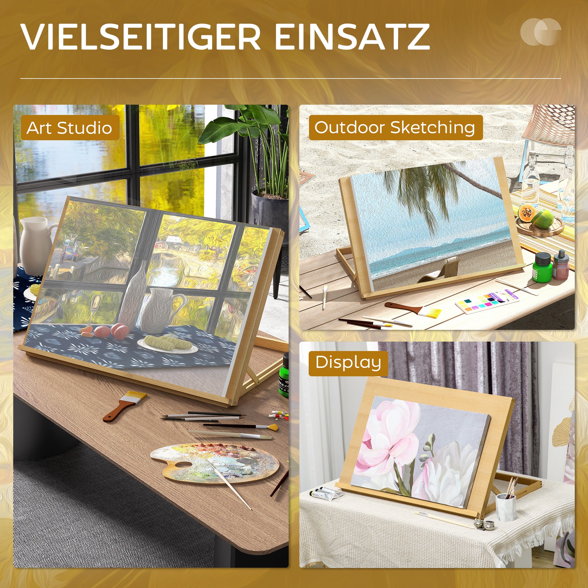 Folding Tabletop Easel 29.8 x 20.1 in Adjustable Beech Wood Sketch & Display Stand