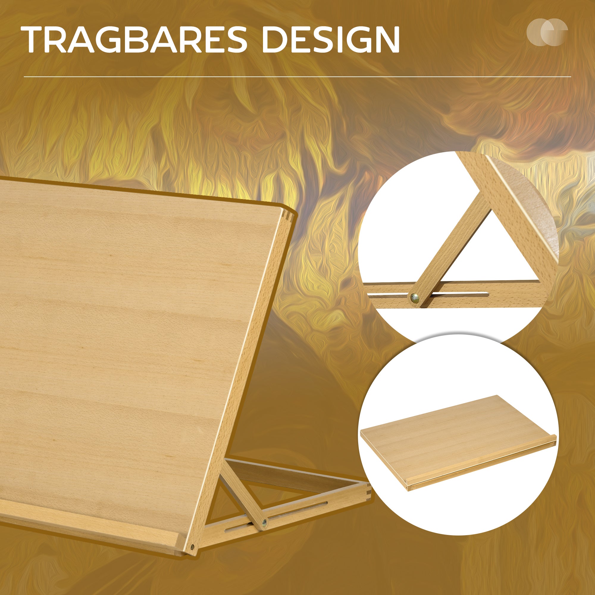 Folding Tabletop Easel 29.8 x 20.1 in Adjustable Beech Wood Sketch & Display Stand