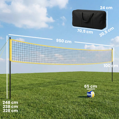 SPORTNOW Badminton Set – Adjustable Badminton/Volleyball Net with Height-Adjustable Steel Poles, Portable Net, Volleyball, Boundary Lines, Carry Bag for Indoor & Outdoor