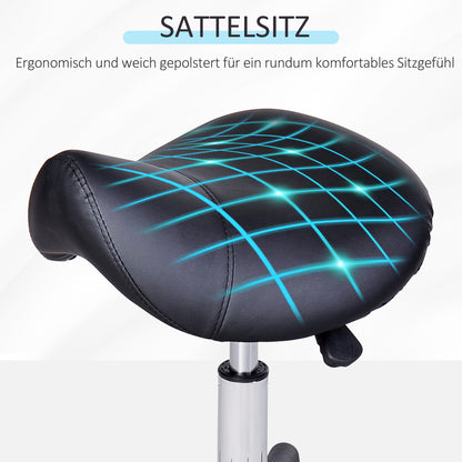 Rolling Stool Height Adjustable Swivel Stool Work Stool with Wheels Rotating Salon Chair Seat Stool Salon Stool Faux Leather Black 35 x 38 x 43-55H cm