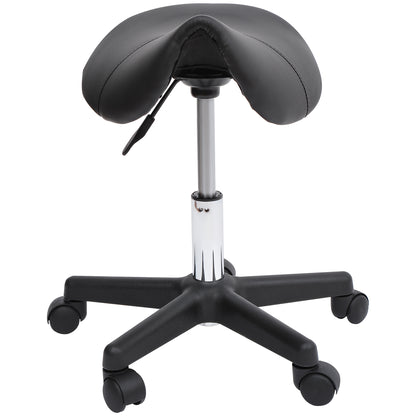 Rolling Stool Height Adjustable Swivel Stool Work Stool with Wheels Rotating Salon Chair Seat Stool Salon Stool Faux Leather Black 35 x 38 x 43-55H cm