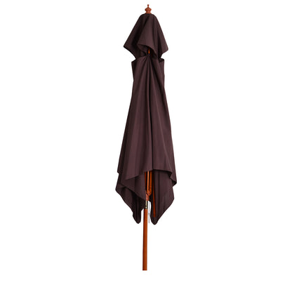 Garden Umbrella 3x3x3 m Bamboo Garden Parasol with Double Roof Pulley System Waterproof for Terrace Balcony Outdoor Brown