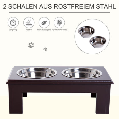 Elevated Dog Bowl Feeding Station with 2 Bowls Water Bowl 2 x 900ml Stainless Steel Bowls Feeding Bowl Feeding Station for Small Dogs Cats Espresso