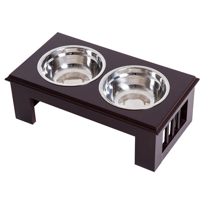 Elevated Dog Bowl Feeding Station with 2 Bowls Water Bowl 2 x 900ml Stainless Steel Bowls Feeding Bowl Feeding Station for Small Dogs Cats Espresso