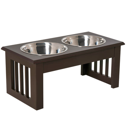 Elevated Dog Bowl Feeding Station with 2 Bowls Water Bowl 2 x 900ml Stainless Steel Bowls Feeding Bowl Feeding Station for Small Dogs Cats Espresso