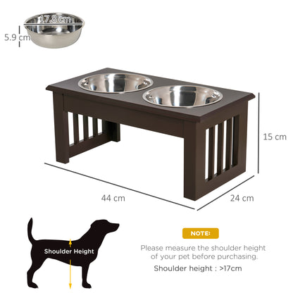 Elevated Dog Bowl Feeding Station with 2 Bowls Water Bowl 2 x 900ml Stainless Steel Bowls Feeding Bowl Feeding Station for Small Dogs Cats Espresso
