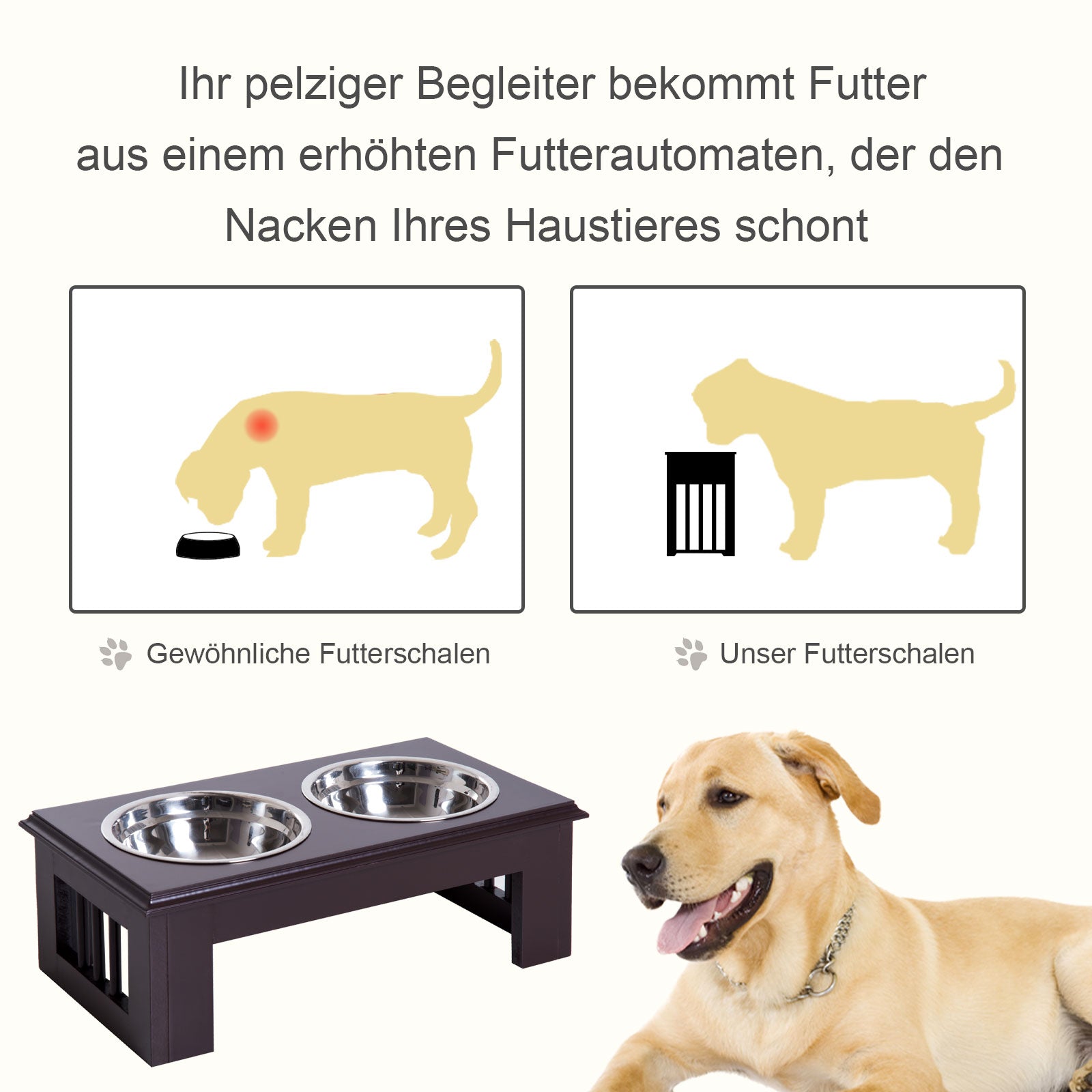 Elevated Dog Bowl Feeding Station with 2 Bowls Water Bowl 2 x 900ml Stainless Steel Bowls Feeding Bowl Feeding Station for Small Dogs Cats Espresso