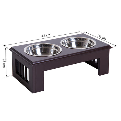 Elevated Dog Bowl Feeding Station with 2 Bowls Water Bowl 2 x 900ml Stainless Steel Bowls Feeding Bowl Feeding Station for Small Dogs Cats Espresso