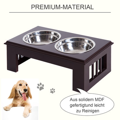 Elevated Dog Bowl Feeding Station with 2 Bowls Water Bowl 2 x 900ml Stainless Steel Bowls Feeding Bowl Feeding Station for Small Dogs Cats Espresso