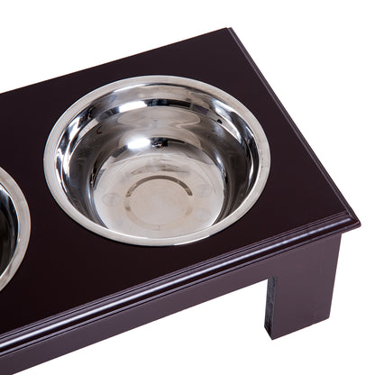 Elevated Dog Bowl Feeding Station with 2 Bowls Water Bowl 2 x 900ml Stainless Steel Bowls Feeding Bowl Feeding Station for Small Dogs Cats Espresso