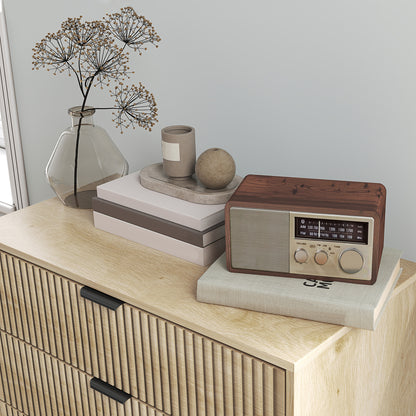 3-Drawer Chest of Drawers Nordic Style Bedroom Chest with Anti-tilt System Grooved Panel Fronts and Metal Handles Dresser for Living Room Hallway 80x40x77.5 cm Oak