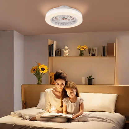 Ceiling Fan with Lighting and Remote Control, Ø46 cm, 40W Dimmable LED Ceiling Light with Fan, 6 speeds, timer, reversible DC motor, acrylic lampshade, White
