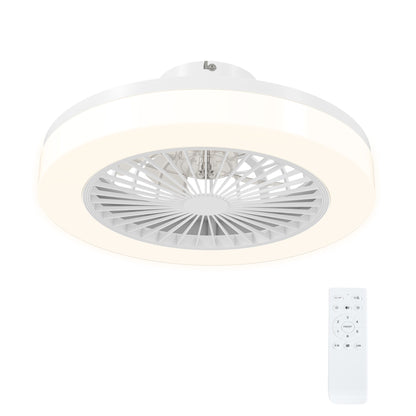 Ceiling Fan with Lighting and Remote Control, Ø46 cm, 40W Dimmable LED Ceiling Light with Fan, 6 speeds, timer, reversible DC motor, acrylic lampshade, White
