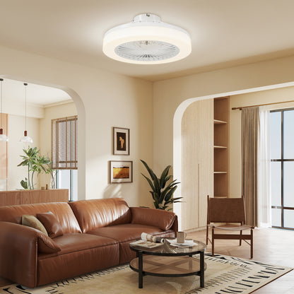 Ceiling Fan with Lighting and Remote Control, Ø46 cm, 40W Dimmable LED Ceiling Light with Fan, 6 speeds, timer, reversible DC motor, acrylic lampshade, White