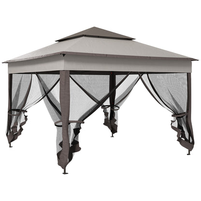 Foldable Gazebo Pavilion Garden Tent with Side Walls Pop-up Tent Garden Gazebo with Carrying Bag Light Gray 3.25 x 3.25 x 2.7 m