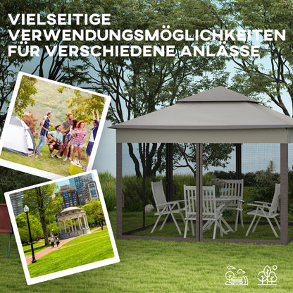 Foldable Gazebo Pavilion Garden Tent with Side Walls Pop-up Tent Garden Gazebo with Carrying Bag Light Gray 3.25 x 3.25 x 2.7 m