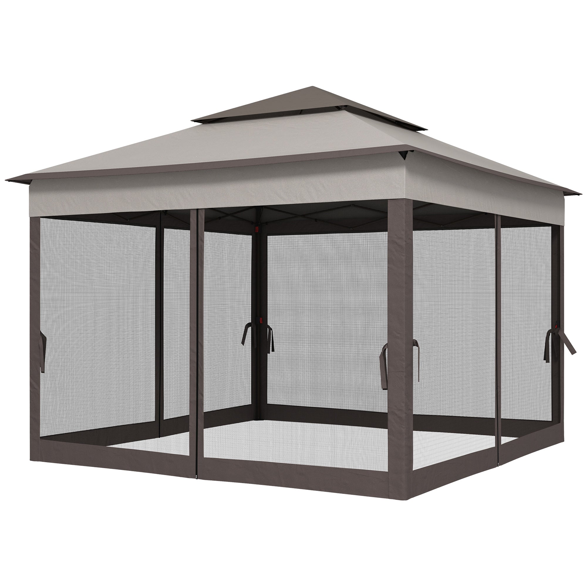 Foldable Gazebo Pavilion Garden Tent with Side Walls Pop-up Tent Garden Gazebo with Carrying Bag Light Gray 3.25 x 3.25 x 2.7 m