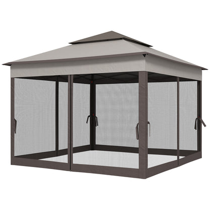 Foldable Gazebo Pavilion Garden Tent with Side Walls Pop-up Tent Garden Gazebo with Carrying Bag Light Gray 3.25 x 3.25 x 2.7 m