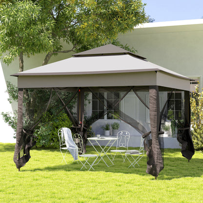 Foldable Gazebo Pavilion Garden Tent with Side Walls Pop-up Tent Garden Gazebo with Carrying Bag Light Gray 3.25 x 3.25 x 2.7 m
