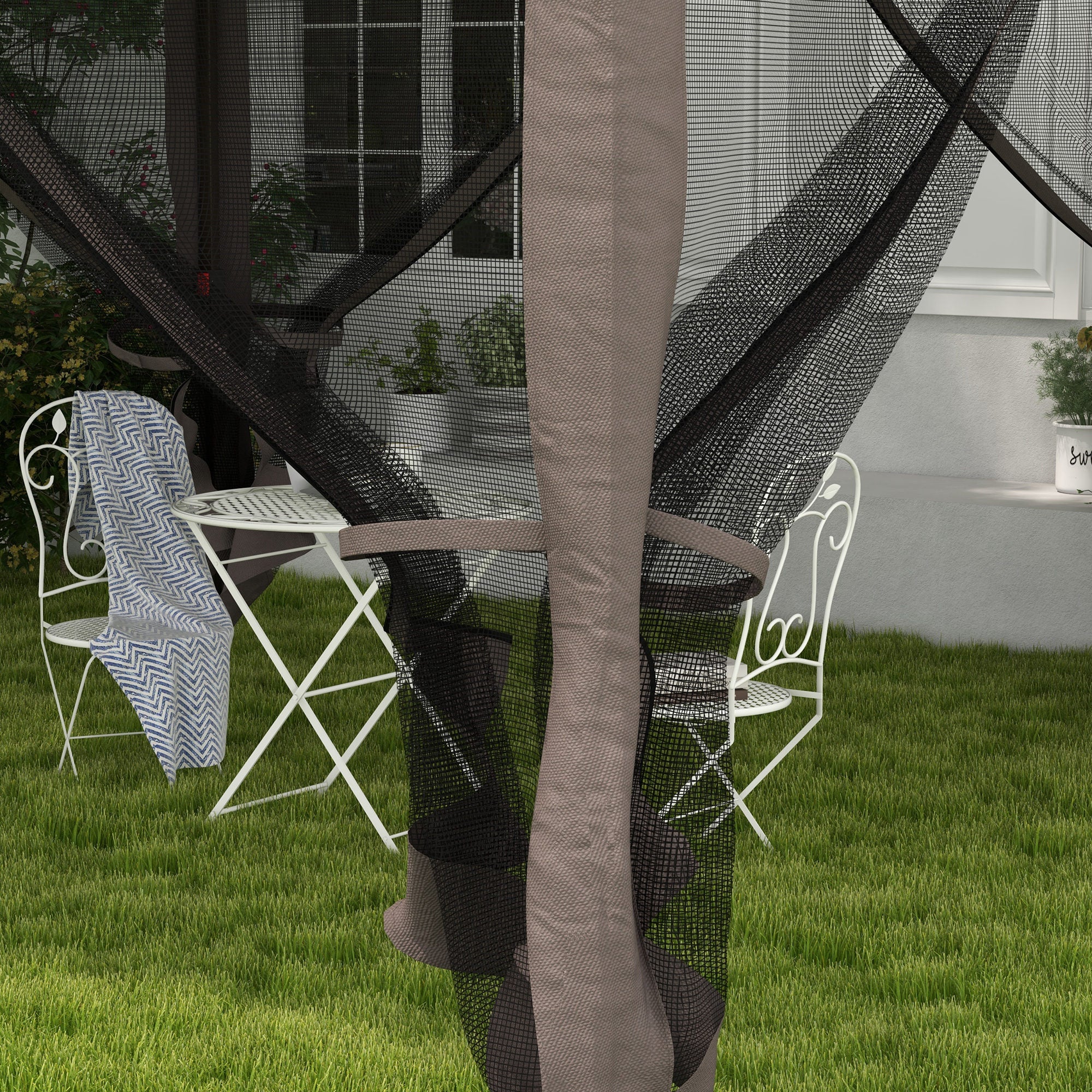 Foldable Gazebo Pavilion Garden Tent with Side Walls Pop-up Tent Garden Gazebo with Carrying Bag Light Gray 3.25 x 3.25 x 2.7 m