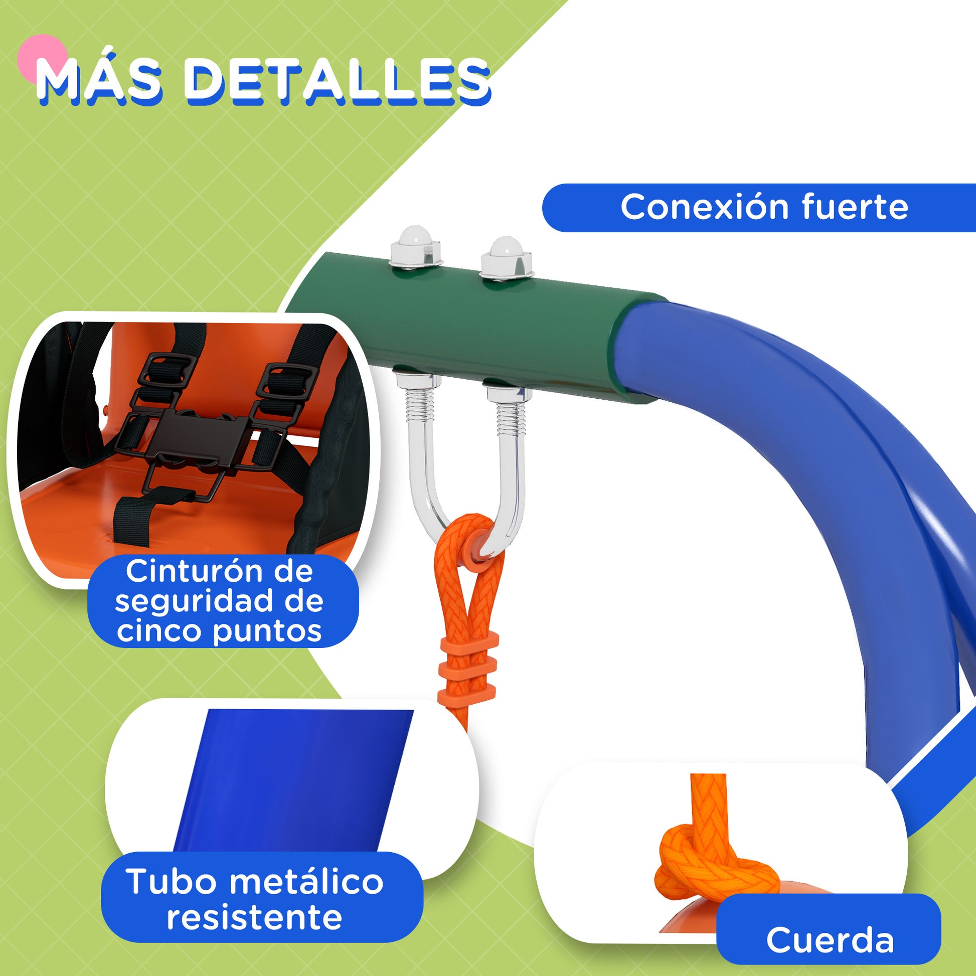 2-in-1 Children's Swing for Kids and Babies with 1 Children's Seat, 1 Baby Seat, and Safety Belt for Outdoor and Indoor Use Orange