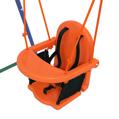 2-in-1 Children's Swing for Kids and Babies with 1 Children's Seat, 1 Baby Seat, and Safety Belt for Outdoor and Indoor Use Orange