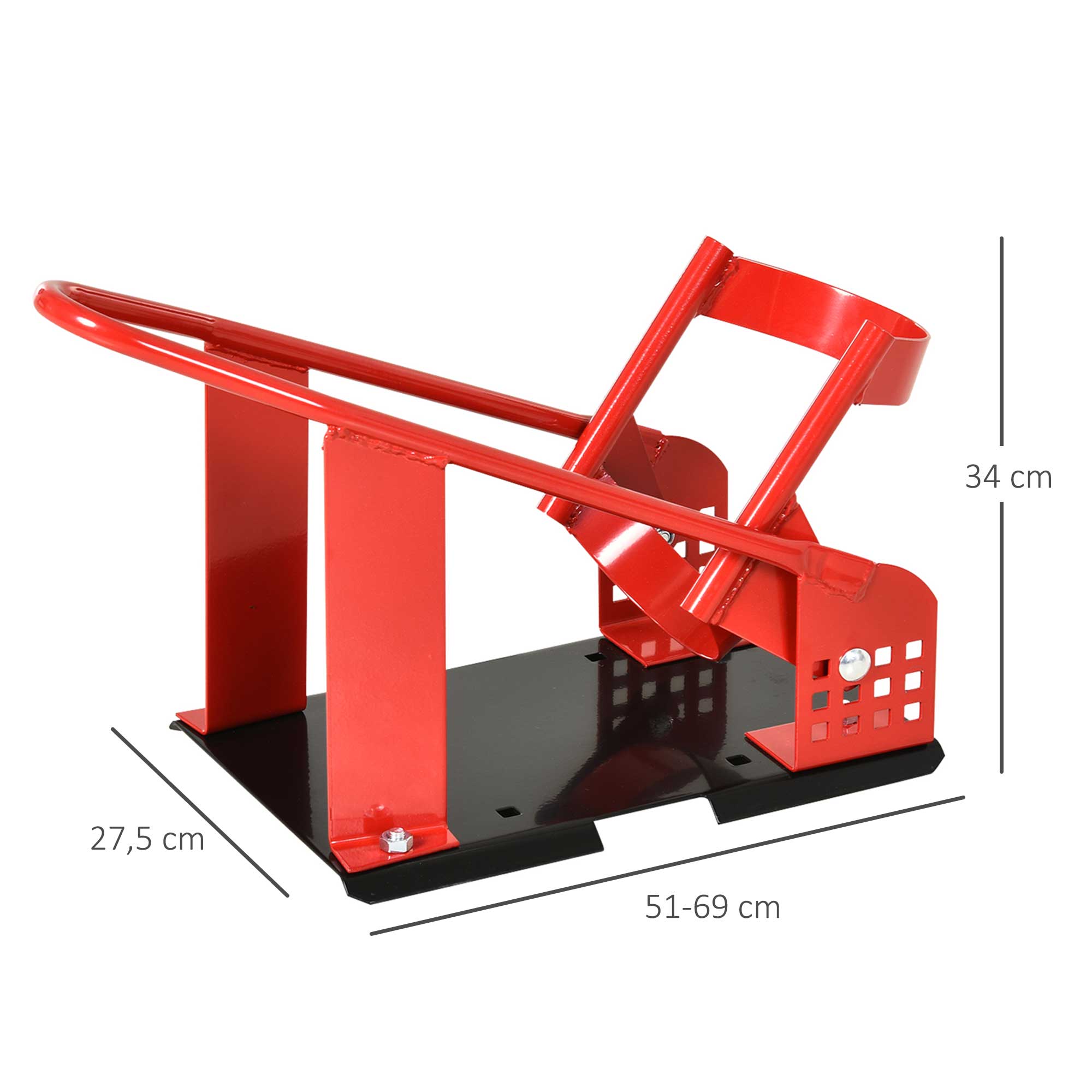 Universal Motorcycle Stand with Adjustable Length Rubber Caps Metal Structure Load 450 kg for Maintenance Works Red