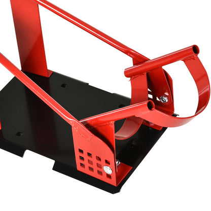 Universal Motorcycle Stand with Adjustable Length Rubber Caps Metal Structure Load 450 kg for Maintenance Works Red