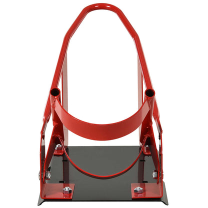 Universal Motorcycle Stand with Adjustable Length Rubber Caps Metal Structure Load 450 kg for Maintenance Works Red