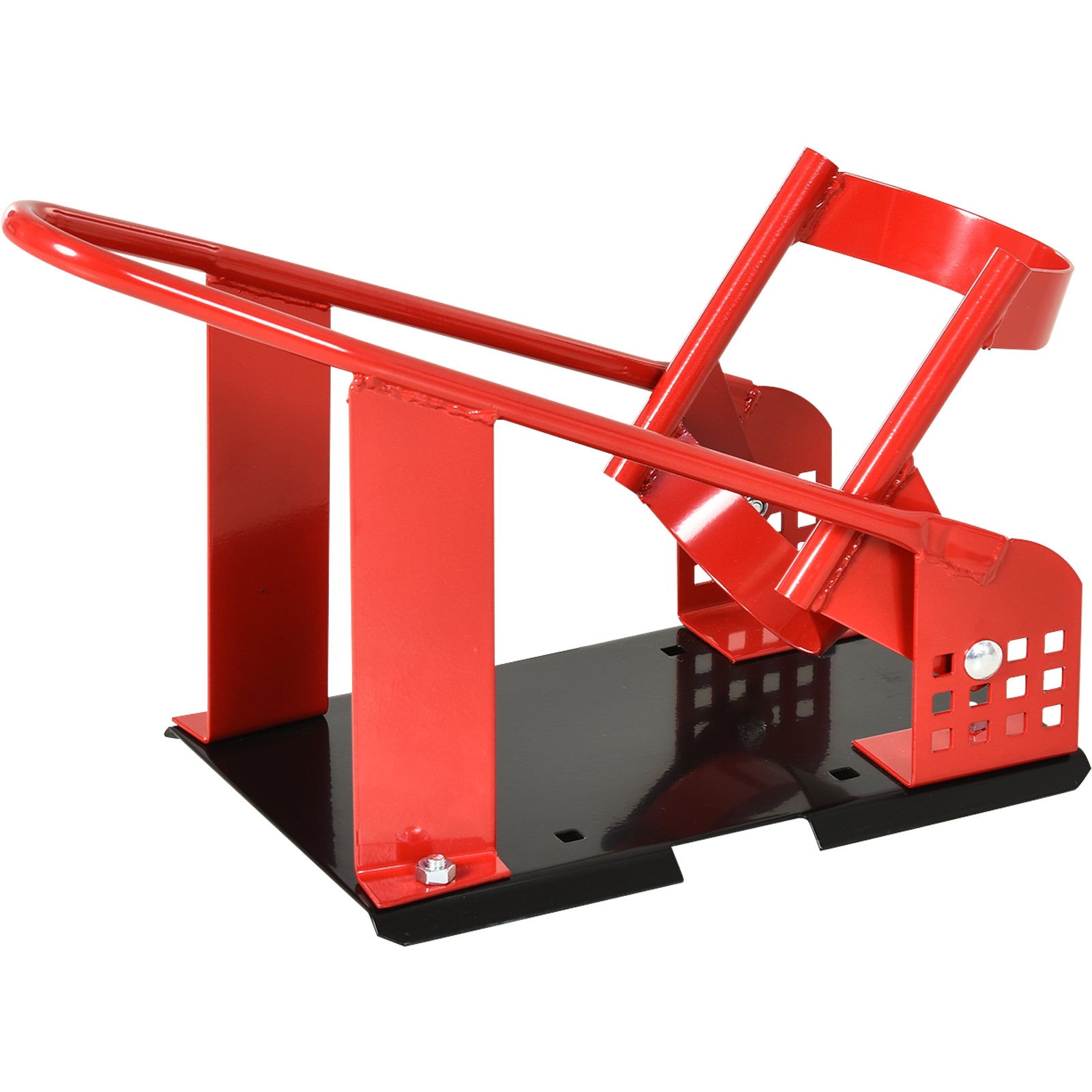 Universal Motorcycle Stand with Adjustable Length Rubber Caps Metal Structure Load 450 kg for Maintenance Works Red