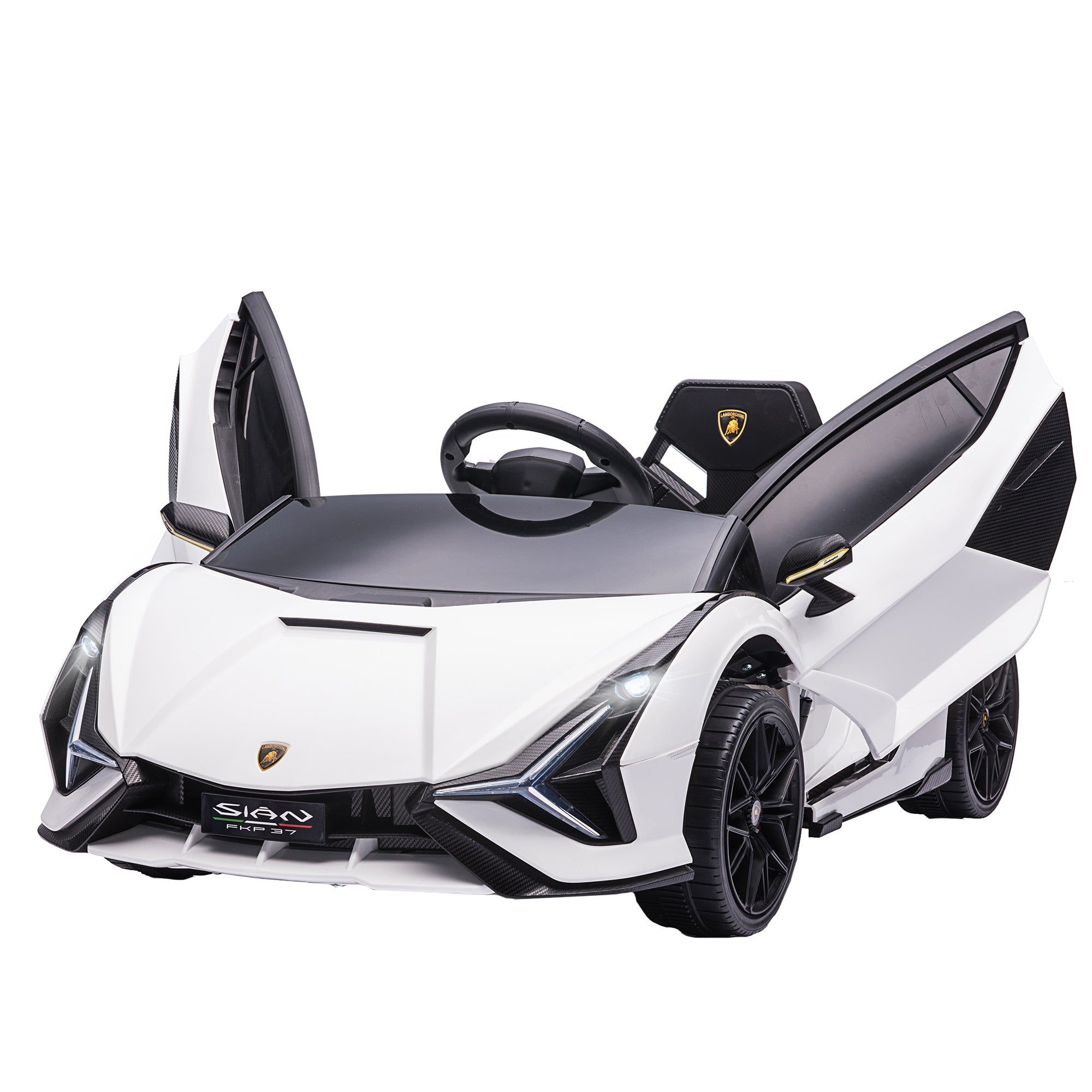 Kids Electric Car 12V 2 Driving Modes Lamborghini SIAN SUV Toy Electric Vehicle with Remote Control Music (MP3/USB) Light 3-5 Years Metal White 108 x 62 x 40 cm
