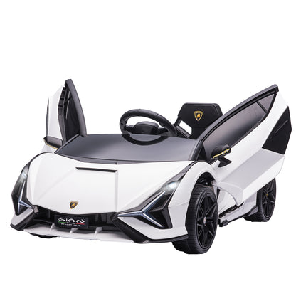 Kids Electric Car 12V 2 Driving Modes Lamborghini SIAN SUV Toy Electric Vehicle with Remote Control Music (MP3/USB) Light 3-5 Years Metal White 108 x 62 x 40 cm