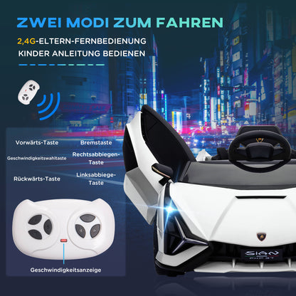 Kids Electric Car 12V 2 Driving Modes Lamborghini SIAN SUV Toy Electric Vehicle with Remote Control Music (MP3/USB) Light 3-5 Years Metal White 108 x 62 x 40 cm