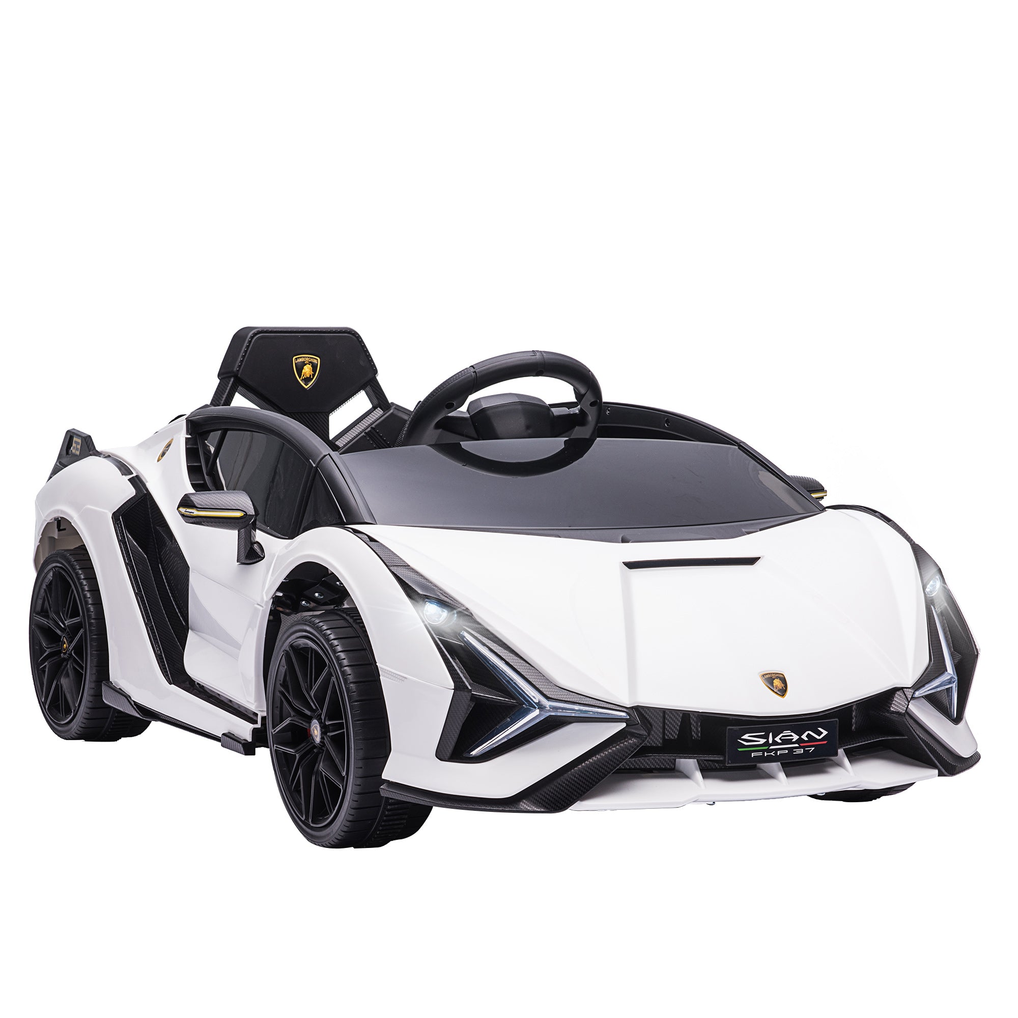 Kids Electric Car 12V 2 Driving Modes Lamborghini SIAN SUV Toy Electric Vehicle with Remote Control Music (MP3/USB) Light 3-5 Years Metal White 108 x 62 x 40 cm