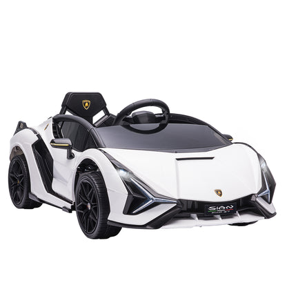 Kids Electric Car 12V 2 Driving Modes Lamborghini SIAN SUV Toy Electric Vehicle with Remote Control Music (MP3/USB) Light 3-5 Years Metal White 108 x 62 x 40 cm