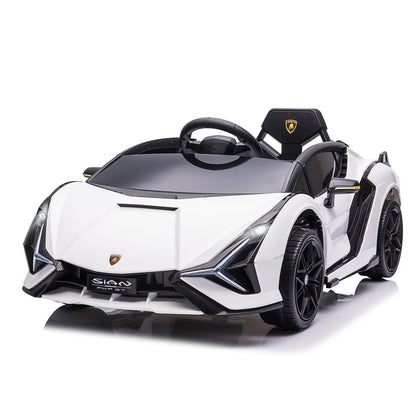 Kids Electric Car 12V 2 Driving Modes Lamborghini SIAN SUV Toy Electric Vehicle with Remote Control Music (MP3/USB) Light 3-5 Years Metal White 108 x 62 x 40 cm
