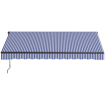 Retractable Manual Awning 3 x 2.5 m Balcony Awning Adjustable Tilt Crank Aluminum Frame Polyester Anti-UV Blue and White