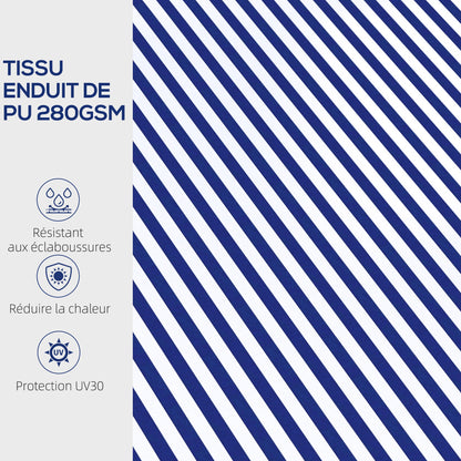 Retractable Manual Awning 3 x 2.5 m Balcony Awning Adjustable Tilt Crank Aluminum Frame Polyester Anti-UV Blue and White