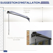 Retractable Manual Awning 3 x 2.5 m Balcony Awning Adjustable Tilt Crank Aluminum Frame Polyester Anti-UV Blue and White