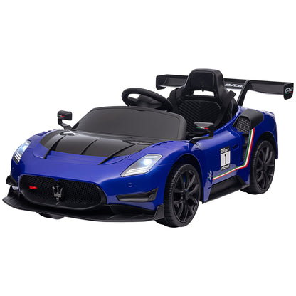 Kids Electric Car 12 V Maserati GT2 Children's Car with 2.4G Remote Control, Music, Horn, Four Shock-Absorbing Wheels, Electric Vehicle with Lights, Training Wheels, 3-5 km/h, for Kids 3-5 Years, Blue