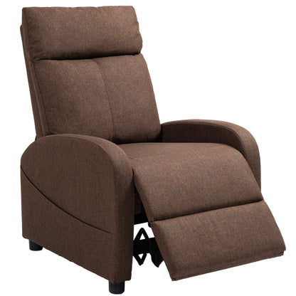 Manual Reclining Relax Armchair with Footrest, Linen Fabric Recliner for Bedroom, Living Room, Brown